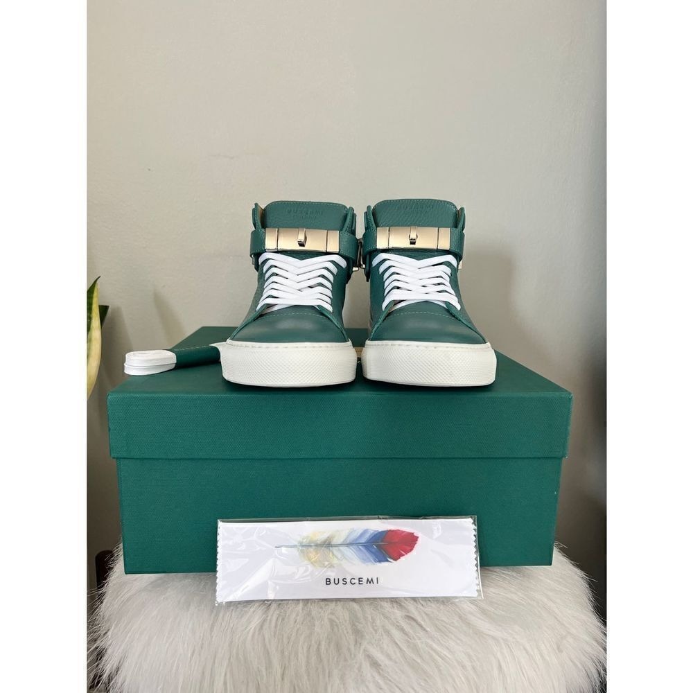 BUSCEMI Mid Sneaker, Women's Italian Leather Hightop , Size 38 (Euro) Petrol NWT - Picture 5 of 16